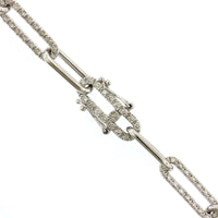 14K White Gold Paperclip Diamond Necklace, 14k white gold, Long's Jewelers
