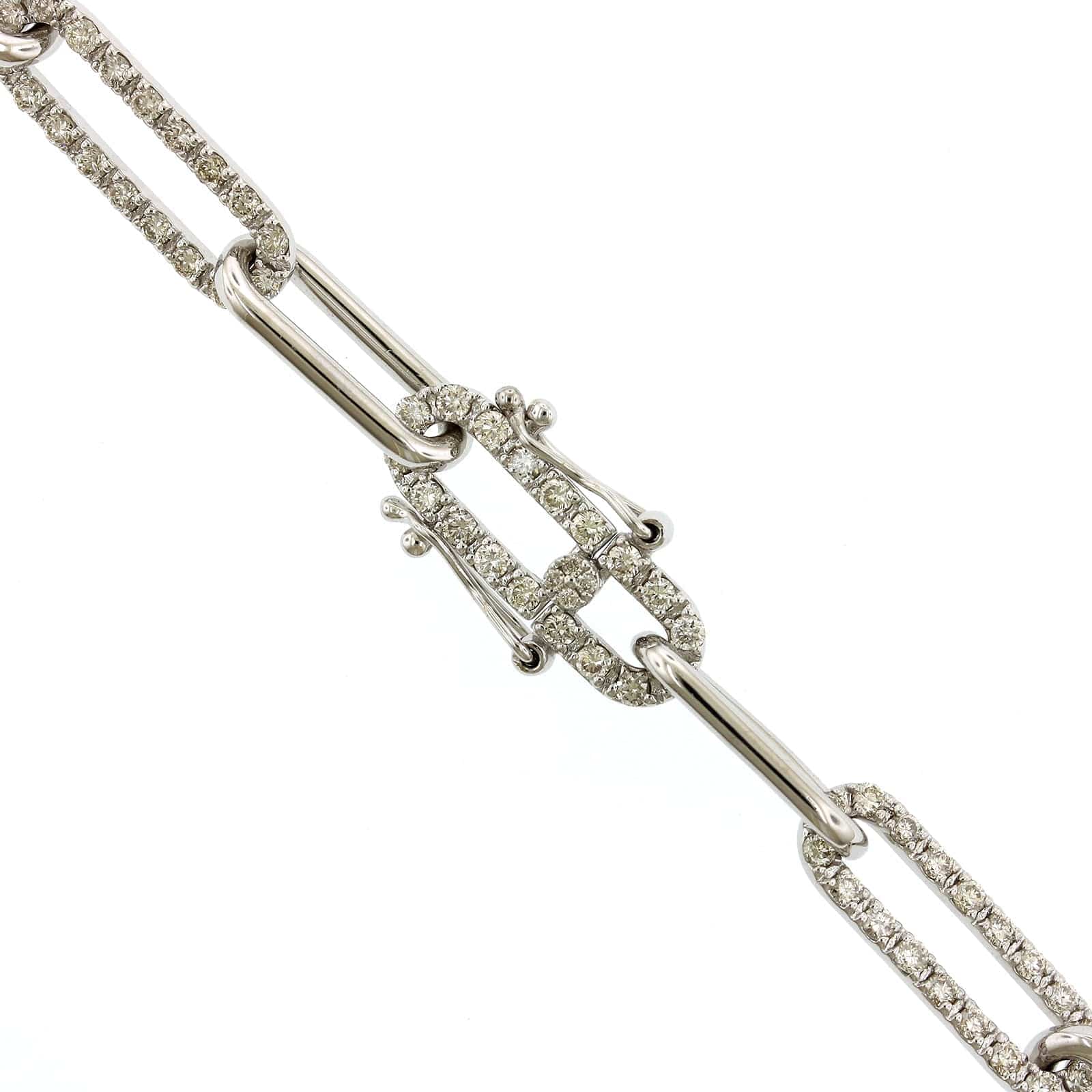 14K White Gold Paperclip Diamond Necklace, 14k white gold, Long's Jewelers