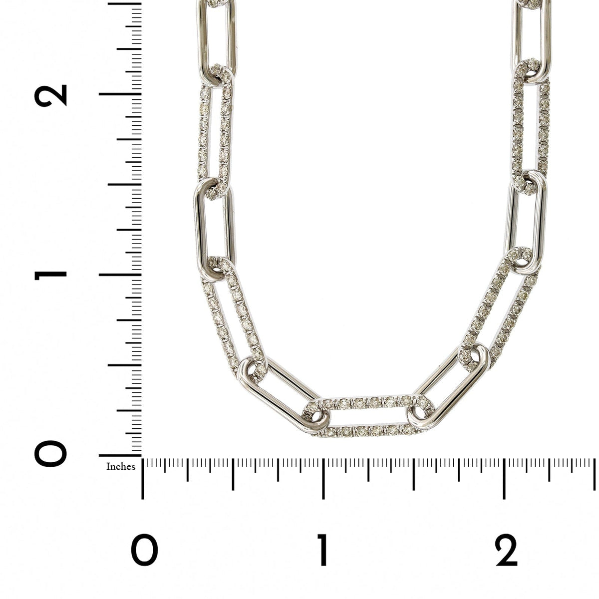 14K White Gold Paperclip Diamond Necklace, 14k white gold, Long's Jewelers