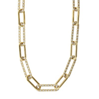 14K Yellow Gold Paperclip Diamond Necklace, 14k yellow gold, Long's Jewelers