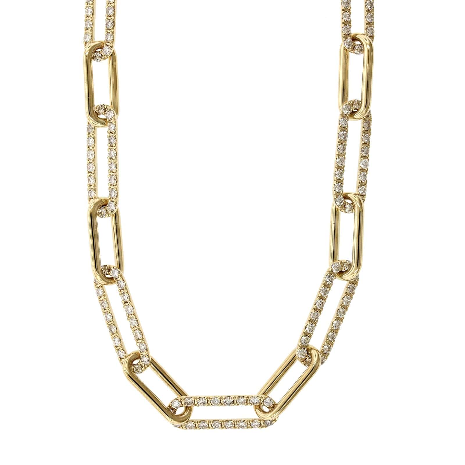 14K Yellow Gold Paperclip Diamond Necklace, 14k yellow gold, Long's Jewelers