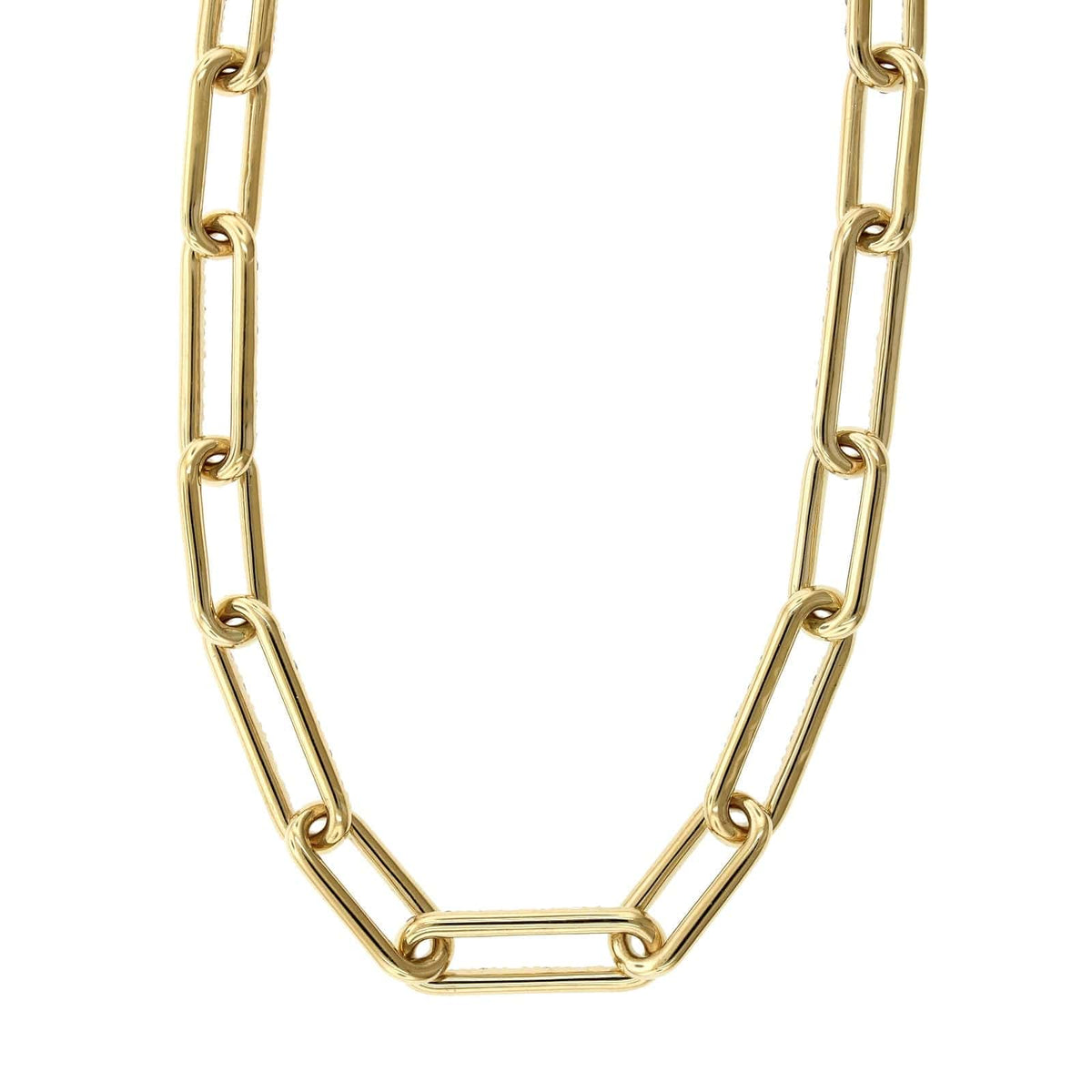 14K Yellow Gold Paperclip Diamond Necklace, 14k yellow gold, Long's Jewelers