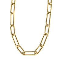 14K Yellow Gold Paperclip Diamond Necklace, 14k yellow gold, Long's Jewelers