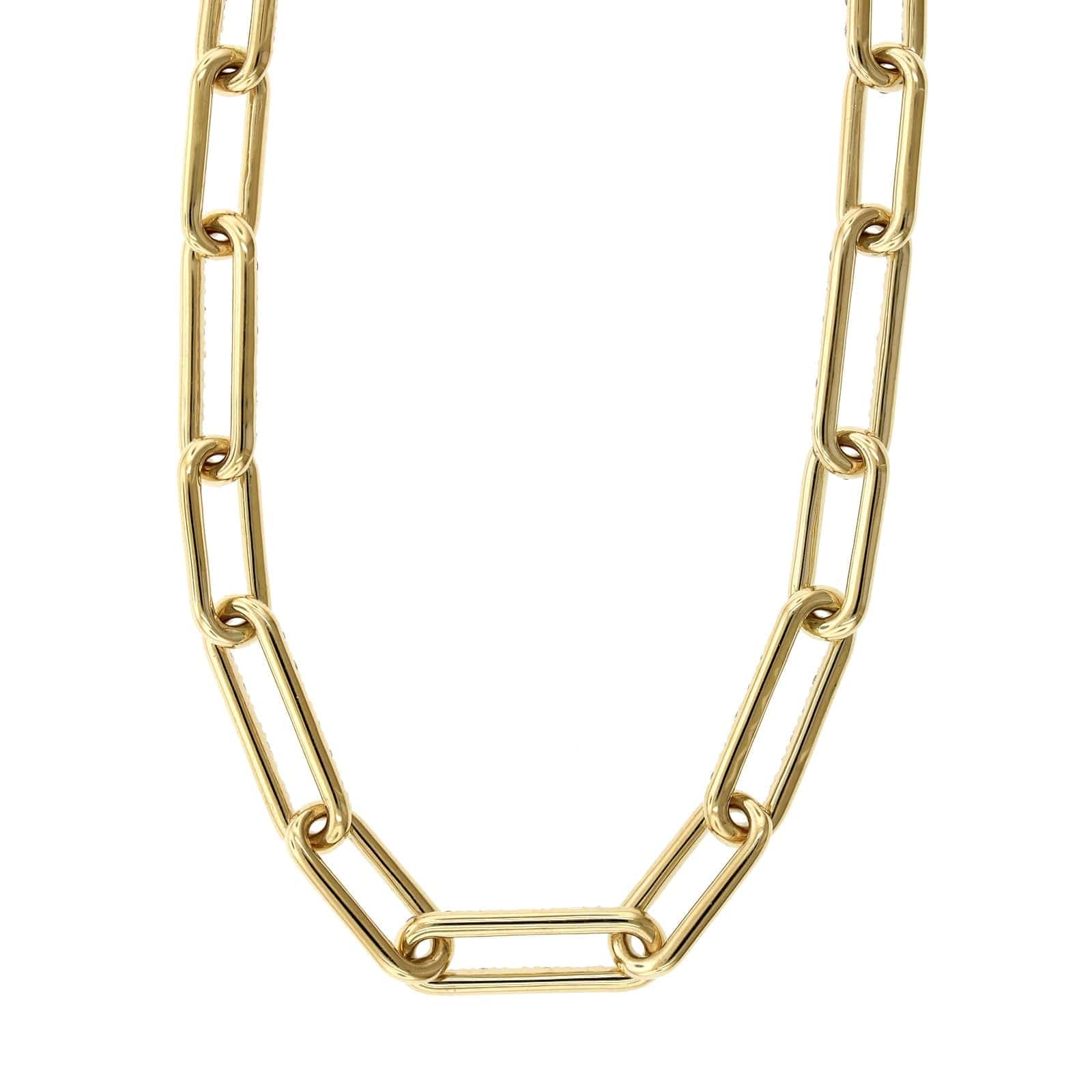 14K Yellow Gold Paperclip Diamond Necklace, 14k yellow gold, Long's Jewelers