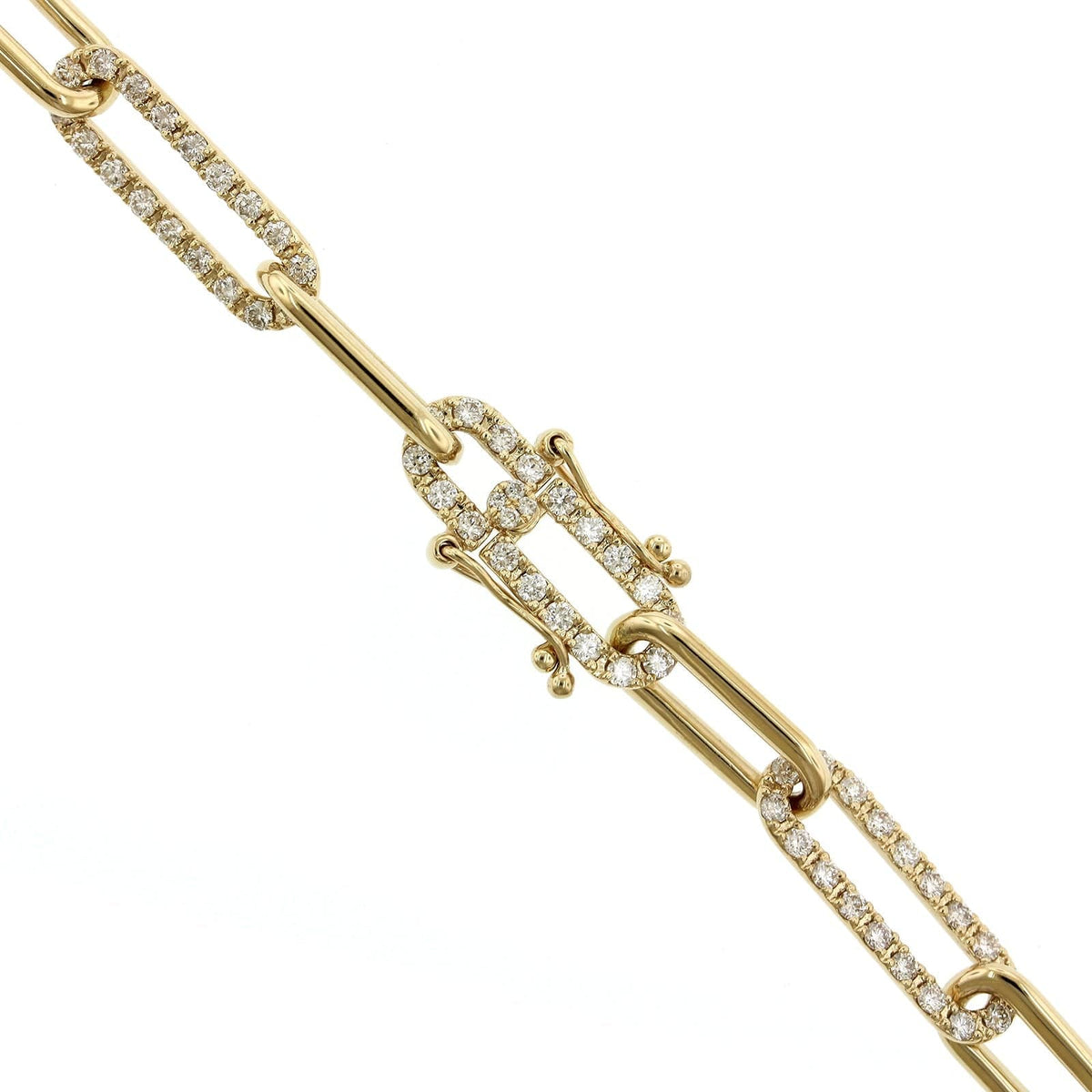 14K Yellow Gold Paperclip Diamond Necklace, 14k yellow gold, Long's Jewelers