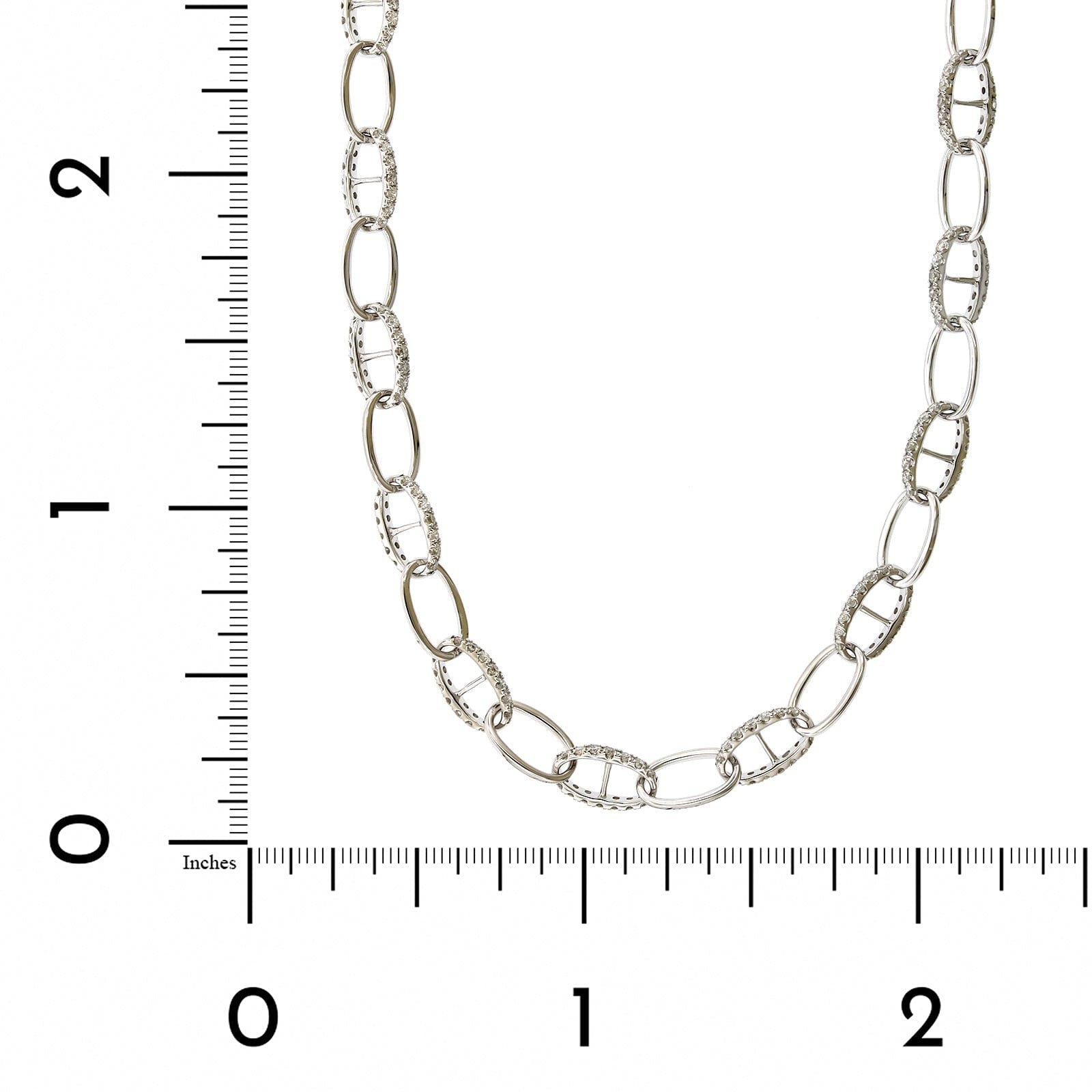 14K White Gold Link Diamond Necklace, 14k white gold, Long's Jewelers