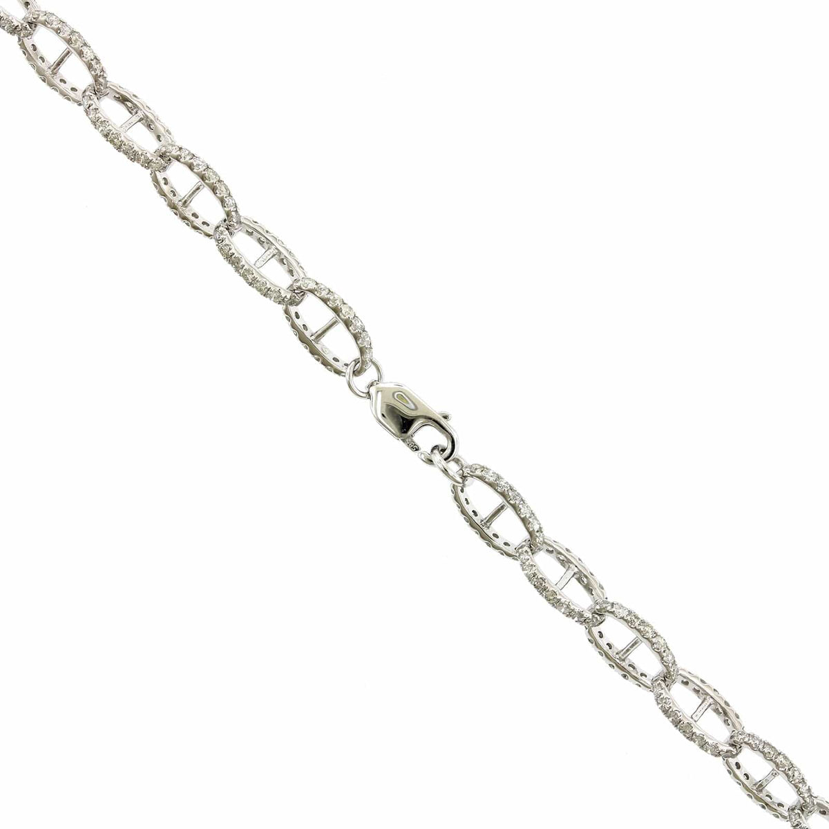 14K White Gold Link Diamond Necklace, 14k white gold, Long's Jewelers