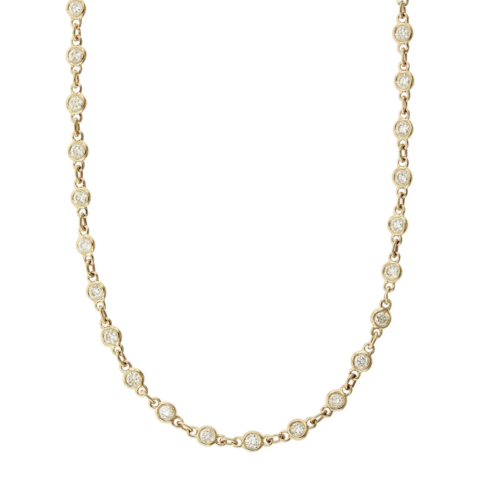14K Yellow Gold Bezel Set Diamond Necklace, 14k yellow gold, Long's Jewelers