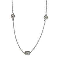 14K White Gold Baguette and Round Cut Diamond by The Yard Necklace