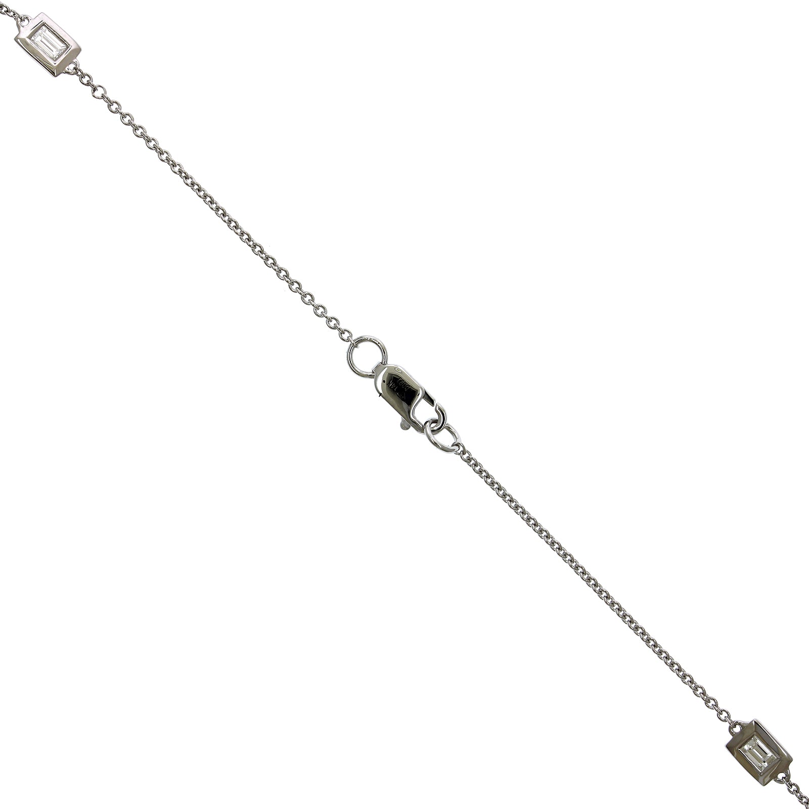 14K White Gold Baguette and Round Cut Diamond by The Yard Necklace