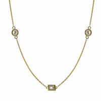 14K Yellow Gold Baguette and Round Cut Diamond by The Yard Necklace