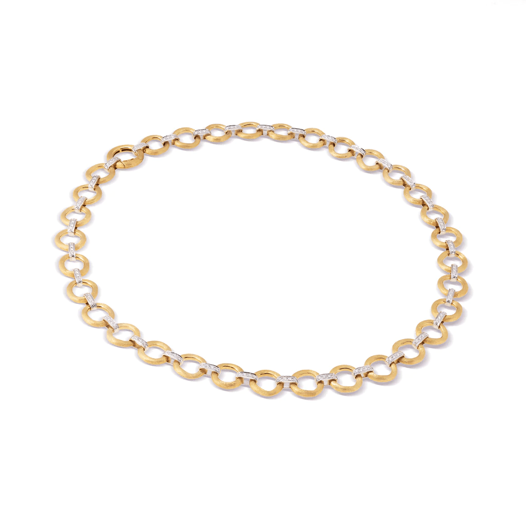 Jaipur 18K Yellow Gold Diamond Circle Link Necklace, Long's Jewelers