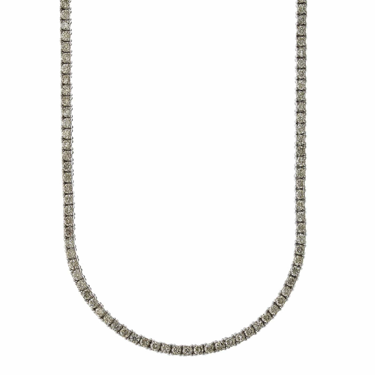 14K White Gold 4 Prong Diamond Line Necklace