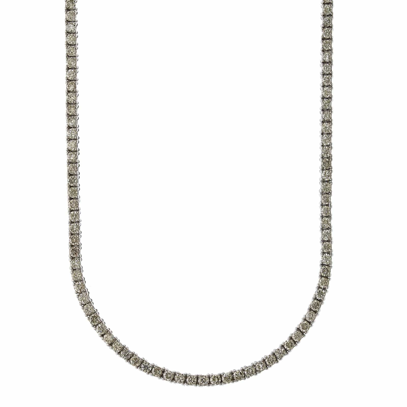 14K White Gold 4 Prong Diamond Line Necklace