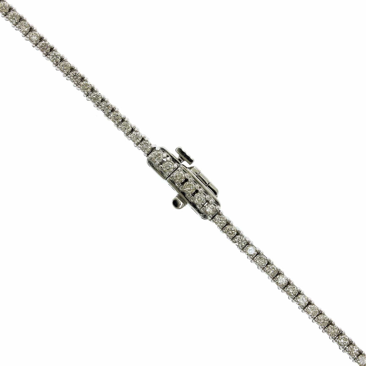 14K White Gold 4 Prong Diamond Line Necklace