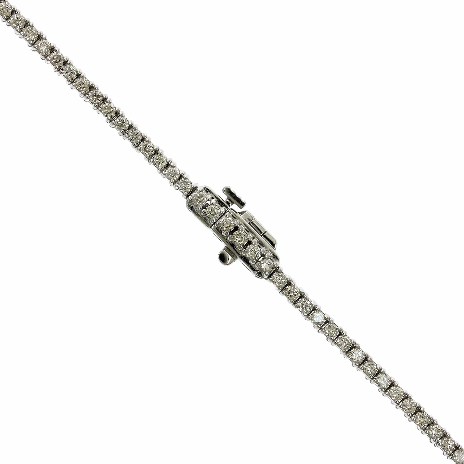 14K White Gold 4 Prong Diamond Line Necklace