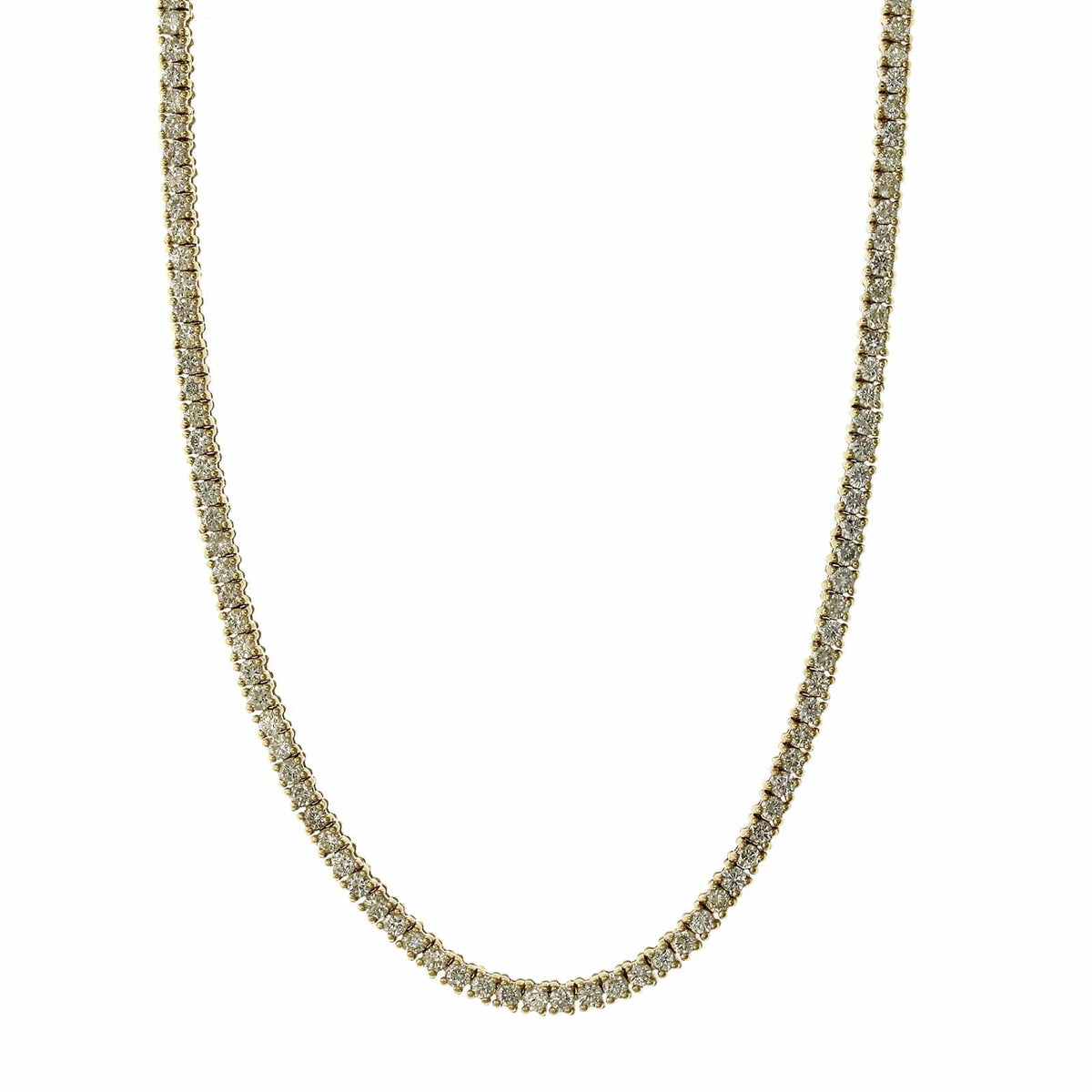 14K Yellow Gold 4 Prong Diamond Line Necklace