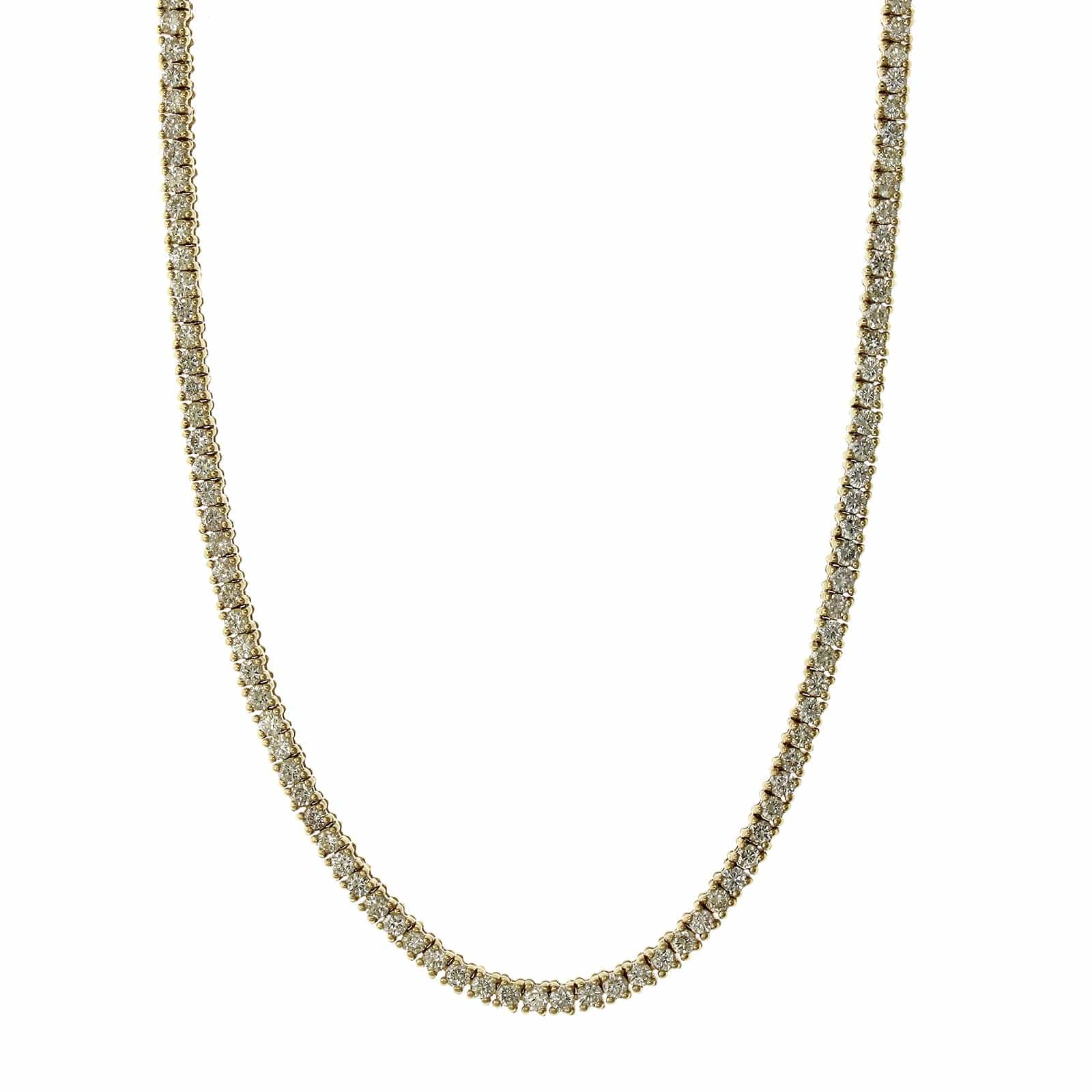 14K Yellow Gold 4 Prong Diamond Line Necklace