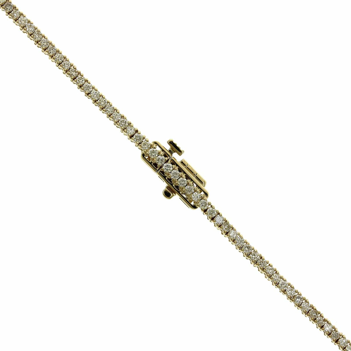 14K Yellow Gold 4 Prong Diamond Line Necklace