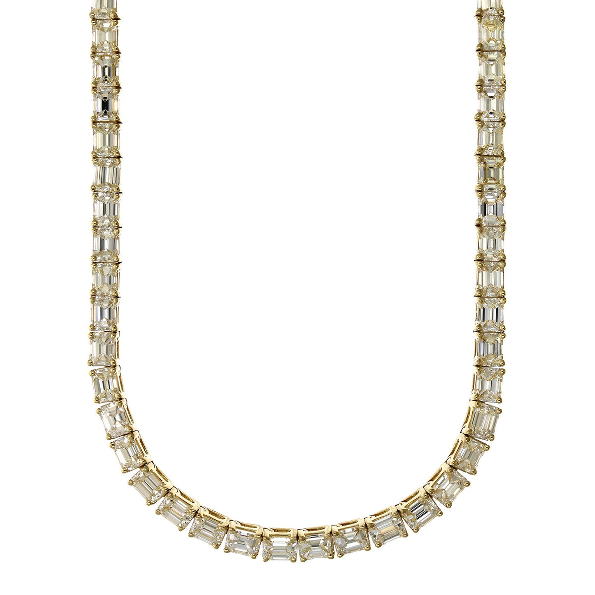 18K Yellow Gold Emerald Cut Diamond Line Necklace, 18k yellow gold, Long's Jewelers