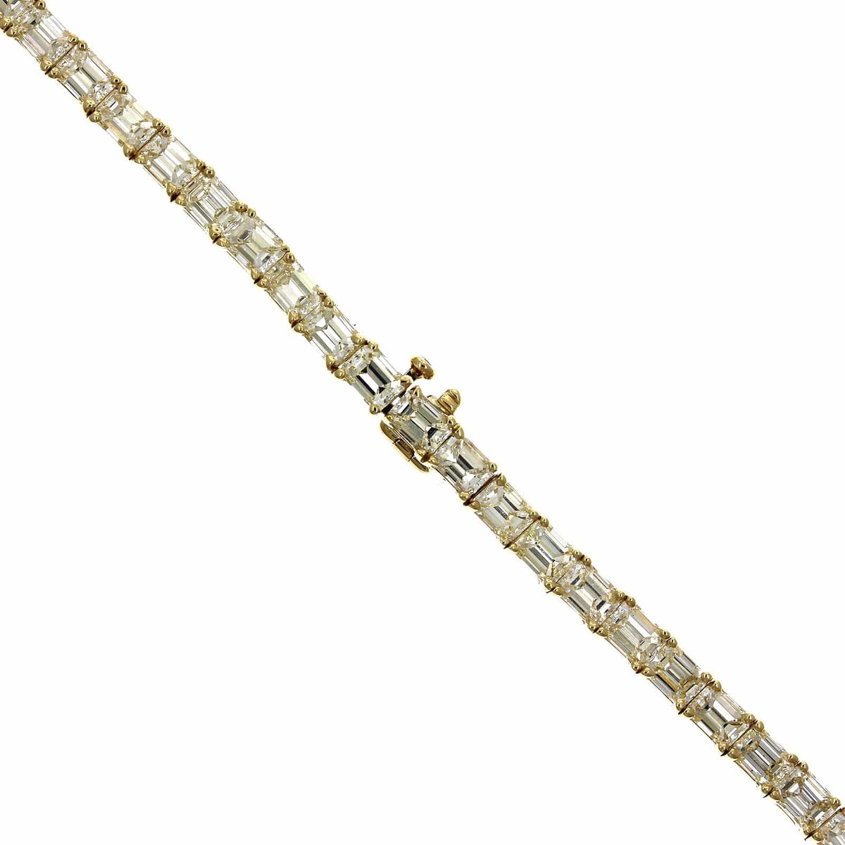 18K Yellow Gold Emerald Cut Diamond Line Necklace, 18k yellow gold, Long's Jewelers
