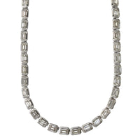 18K White Gold Bezel Set Emerald Cut Diamond Necklace, 18k white gold, Long's Jewelers