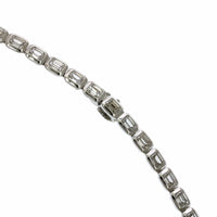 18K White Gold Bezel Set Emerald Cut Diamond Necklace, 18k white gold, Long's Jewelers