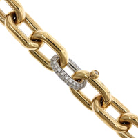 18K Yellow Gold Diamond Square Link Necklace, 18k yellow gold, Long's Jewelers