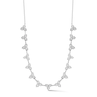14K White Gold Trio Diamond Line Necklace, 14k white gold, Long's Jewelers