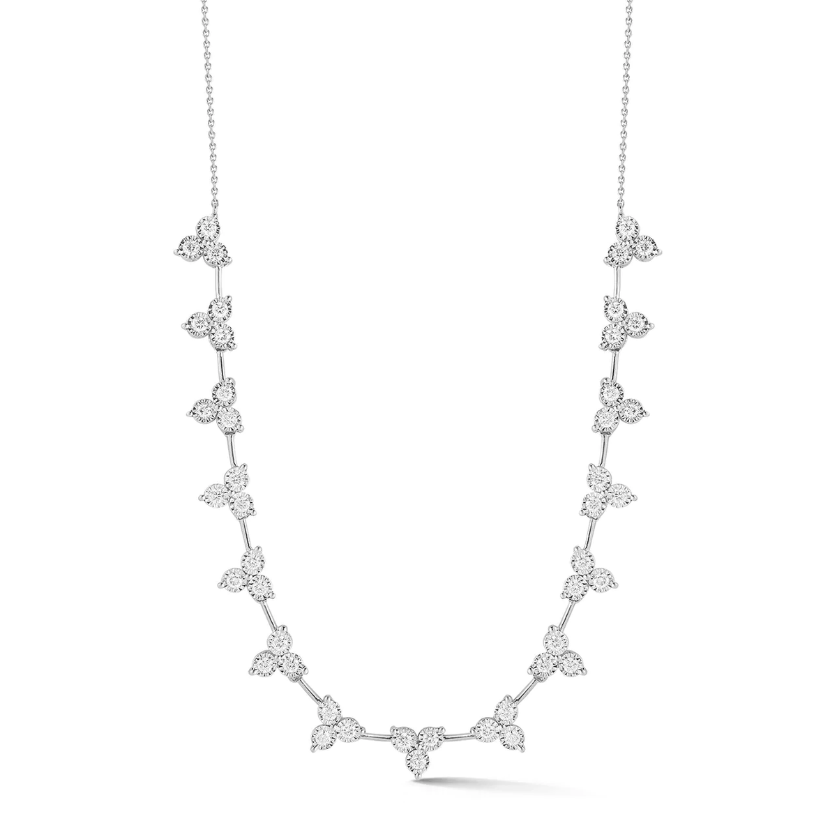 14K White Gold Trio Diamond Line Necklace, 14k white gold, Long's Jewelers