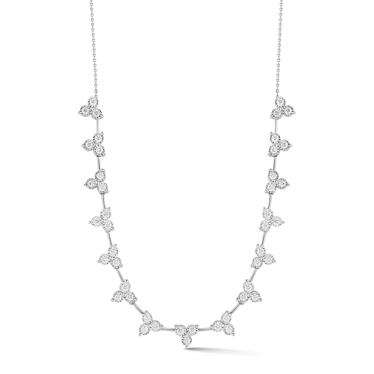 14K White Gold Trio Diamond Line Necklace, 14k white gold, Long's Jewelers