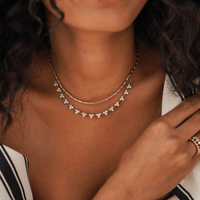 14K White Gold Trio Diamond Line Necklace, 14k white gold, Long's Jewelers