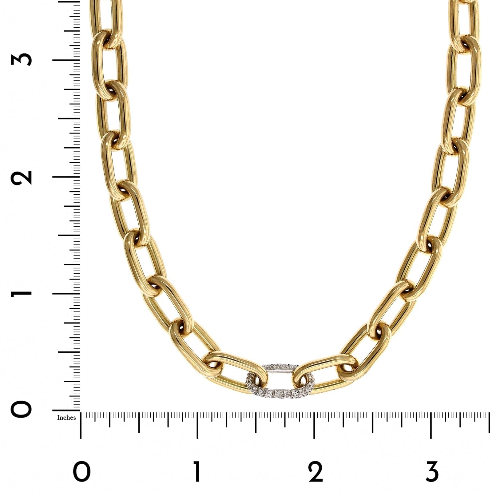 18K Yellow Gold Diamond Elongated Square Link Necklace, 18k yellow gold, Long's Jewelers