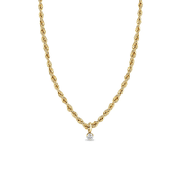 14K Yellow Gold Rope Chain Diamond Pendant, 14k yellow gold, Long's Jewelers