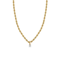 14K Yellow Gold Rope Chain Diamond Pendant, 14k yellow gold, Long's Jewelers