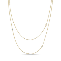 14K Yellow Gold Double Chain Diamond Necklace, 14k yellow gold, Long's Jewelers