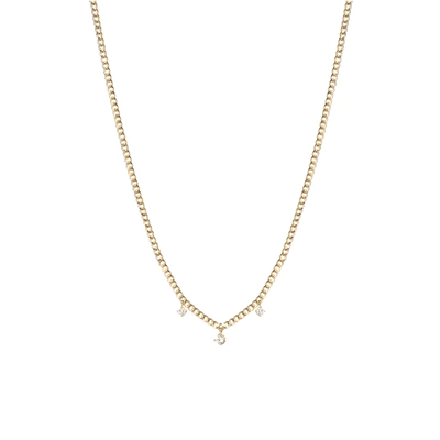 14K Yellow Gold Dangle Diamond Curb Link Necklace, 14k yellow gold, Long's Jewelers