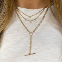 14K Yellow Gold Dangle Diamond Curb Link Necklace, 14k yellow gold, Long's Jewelers