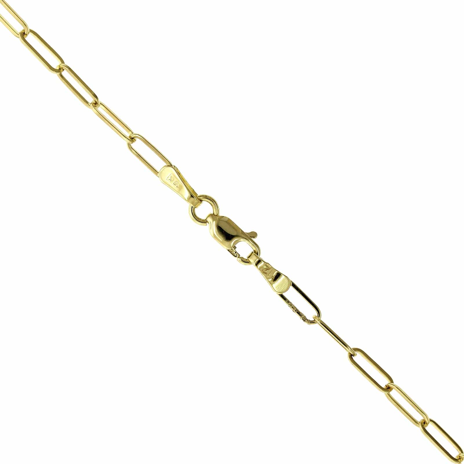 18K Yellow Gold Bezel Set Diamond Paperclip Necklace