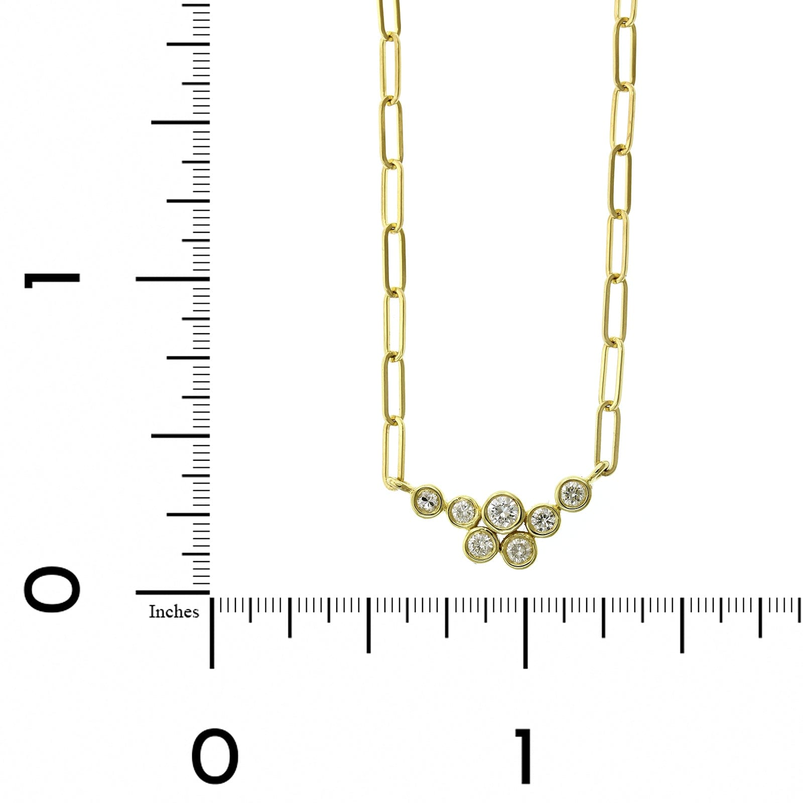 18K Yellow Gold Bezel Set Diamond Paperclip Necklace