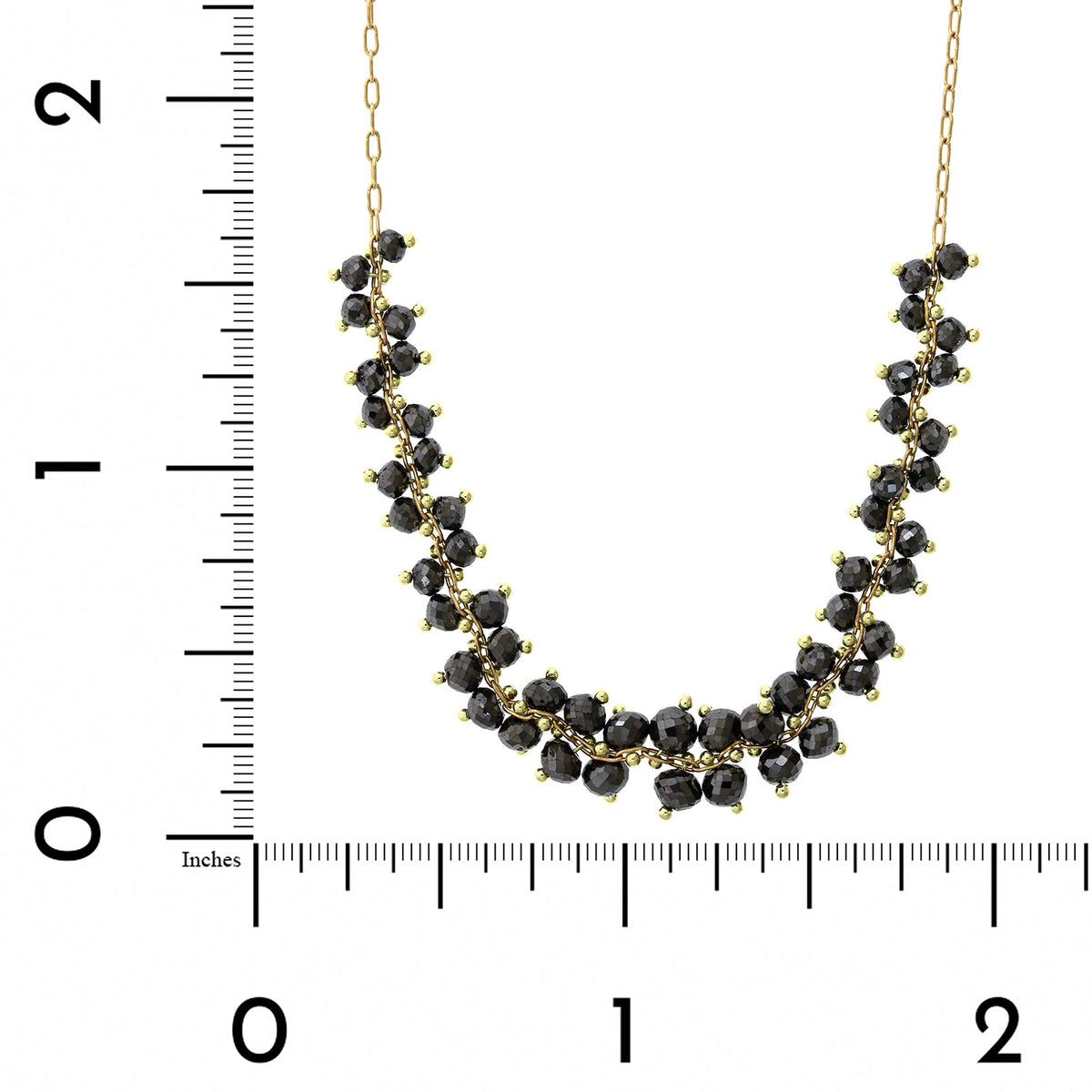 18K Yellow Gold Cluster Black Diamond Bead Necklace, 18k yellow gold, Long's Jewelers