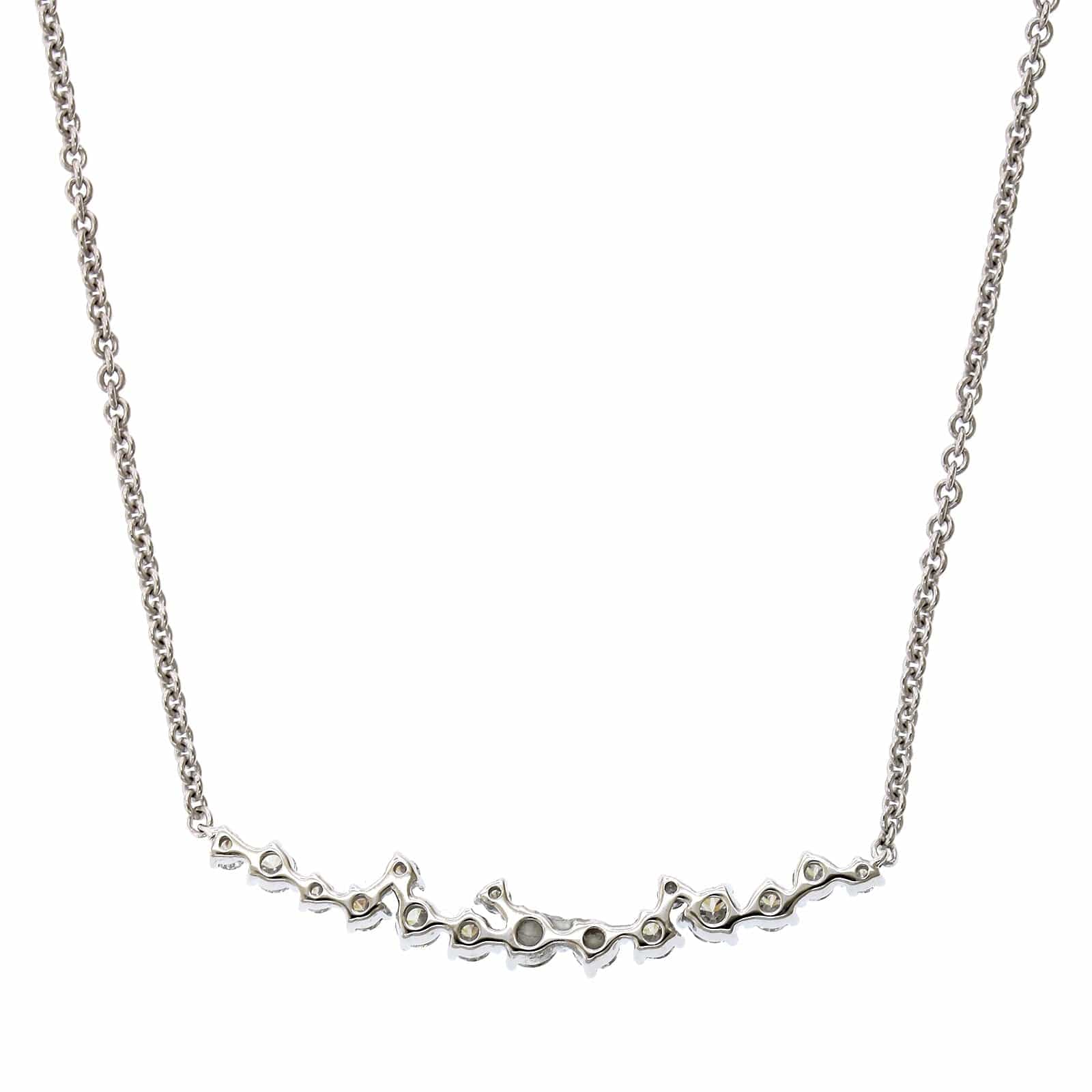 14K White Gold Diamond Curve Bar Necklace, 14k white gold, Long's Jewelers