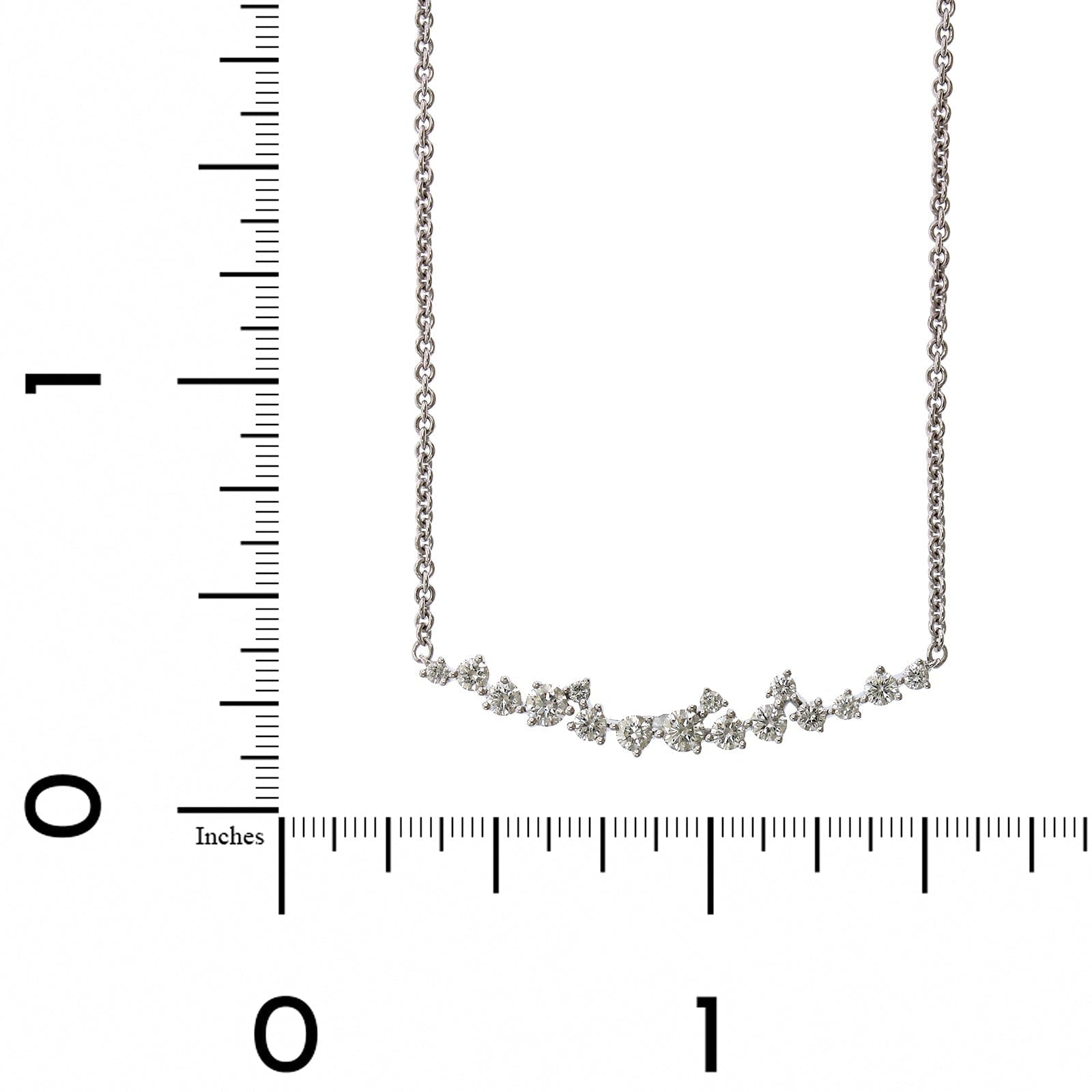 14K White Gold Diamond Curve Bar Necklace, 14k white gold, Long's Jewelers