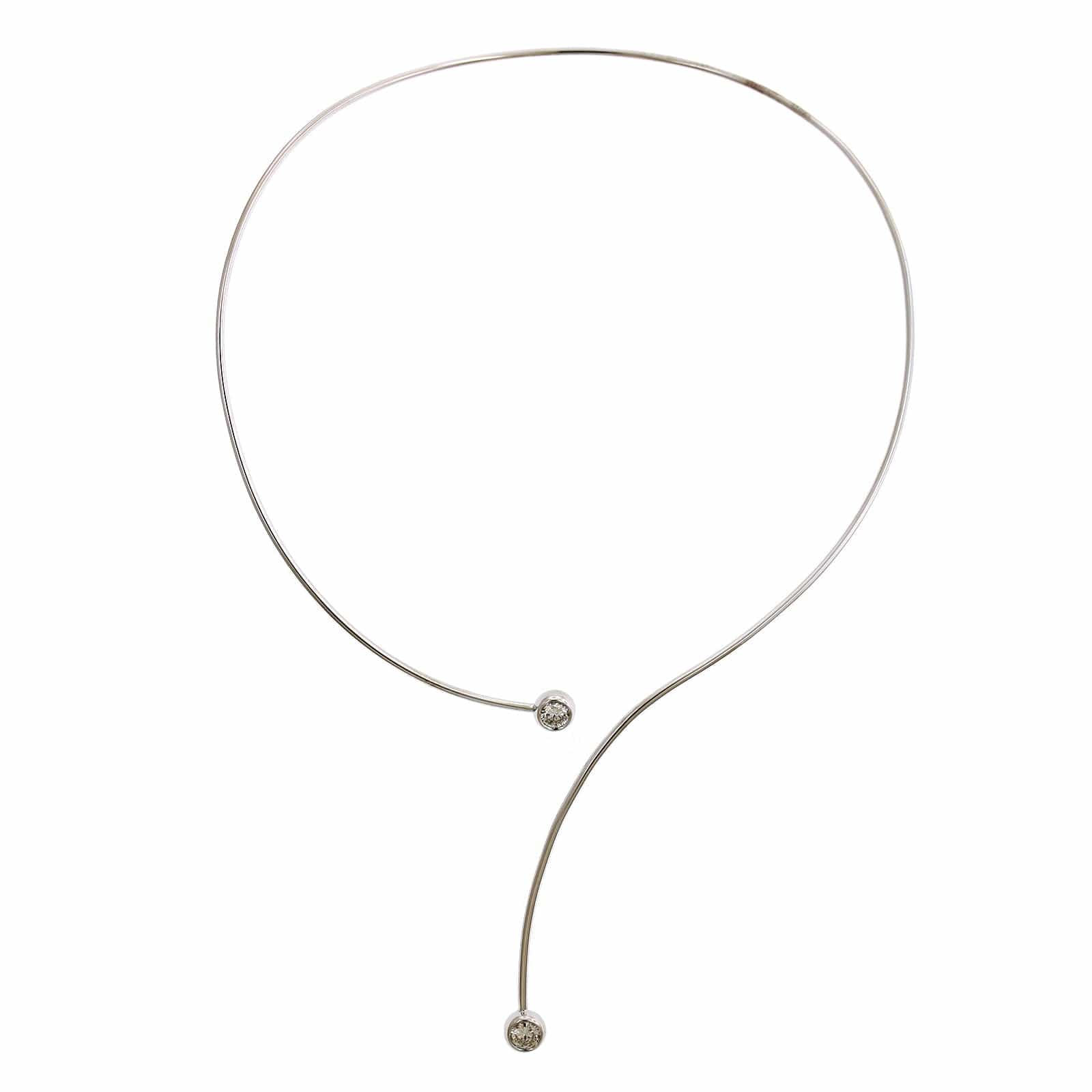 18K White Gold Diamond Collar Asymmetric Necklace