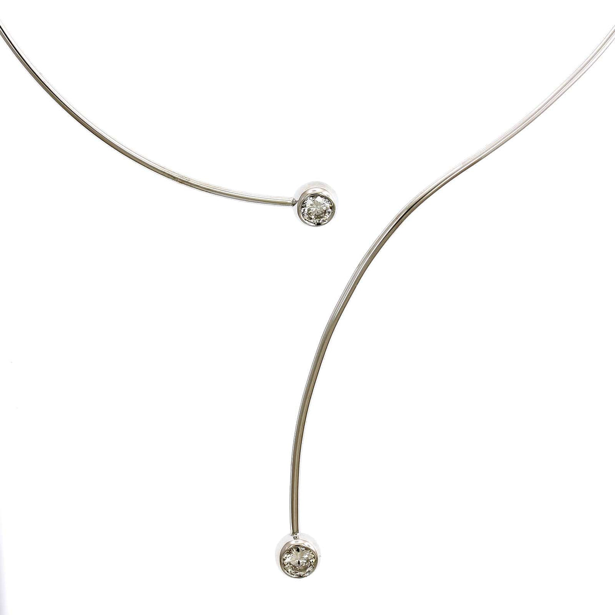 18K White Gold Diamond Collar Asymmetric Necklace