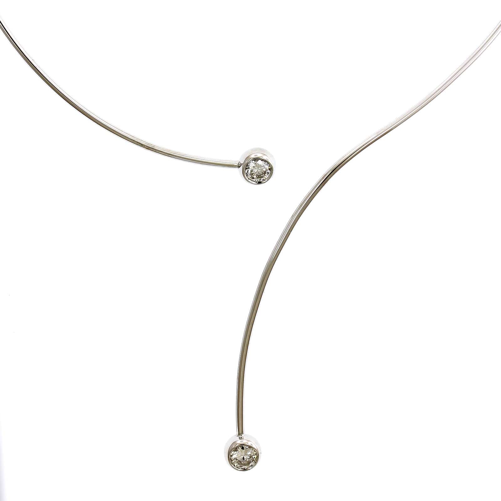 18K White Gold Diamond Collar Asymmetric Necklace