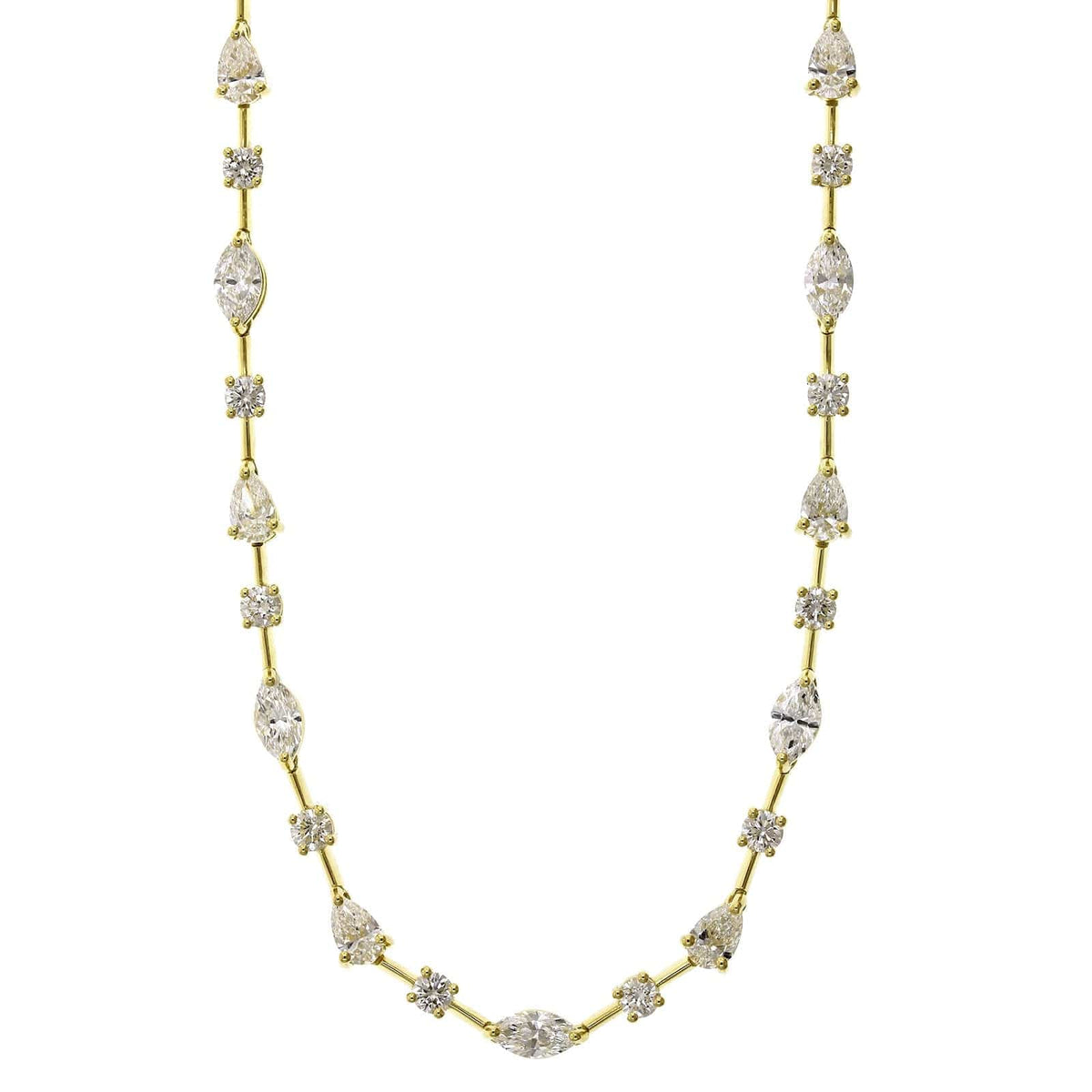 18K Yellow Gold Multi Shape Diamond Station Necklace, 18k yellow gold, Long's Jewelers