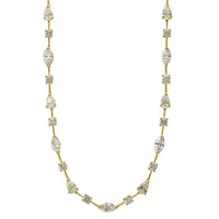 18K Yellow Gold Multi Shape Diamond Station Necklace, 18k yellow gold, Long's Jewelers