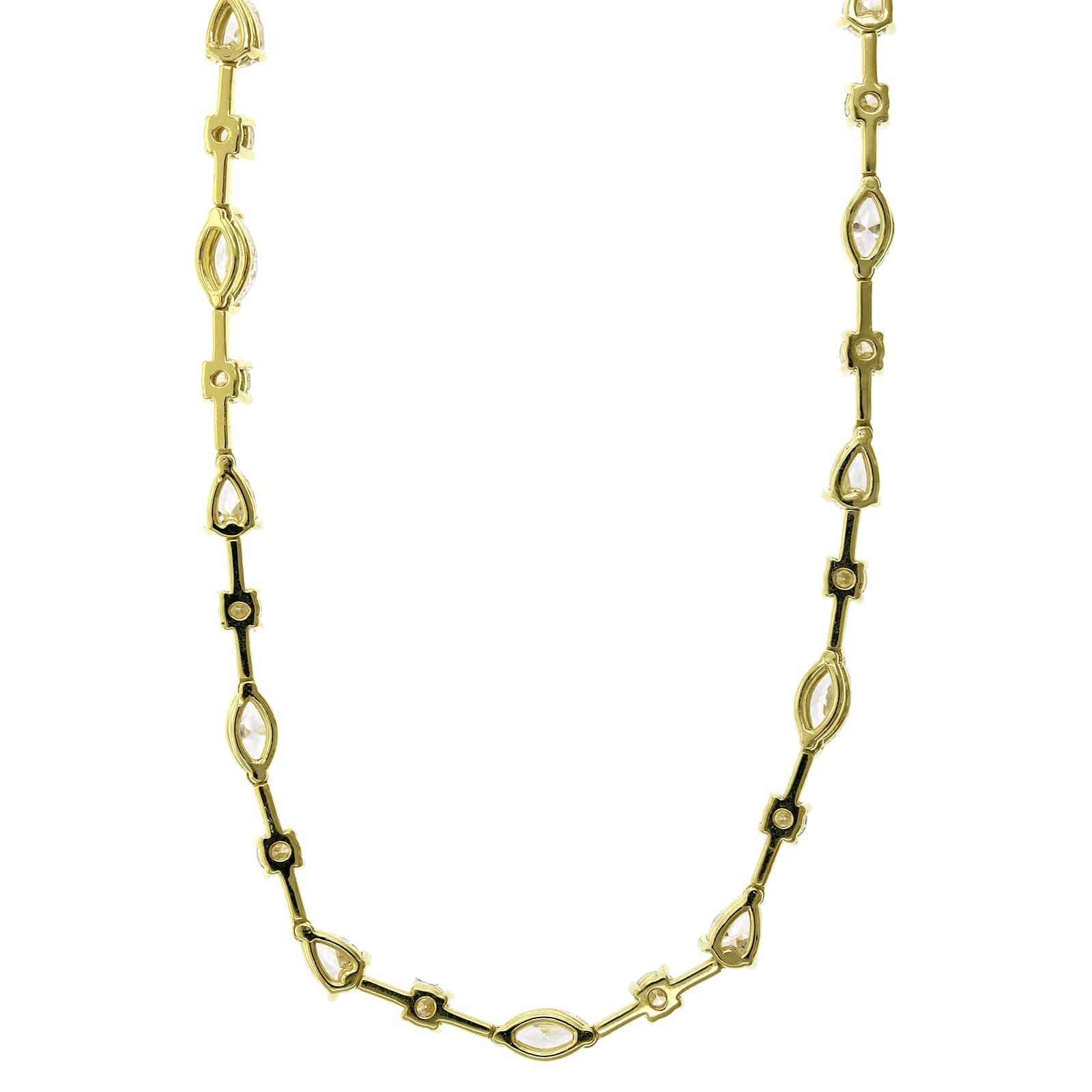 18K Yellow Gold Multi Shape Diamond Station Necklace, 18k yellow gold, Long's Jewelers
