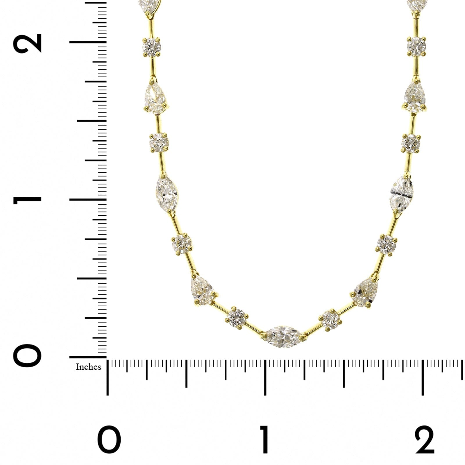 18K Yellow Gold Multi Shape Diamond Station Necklace, 18k yellow gold, Long's Jewelers